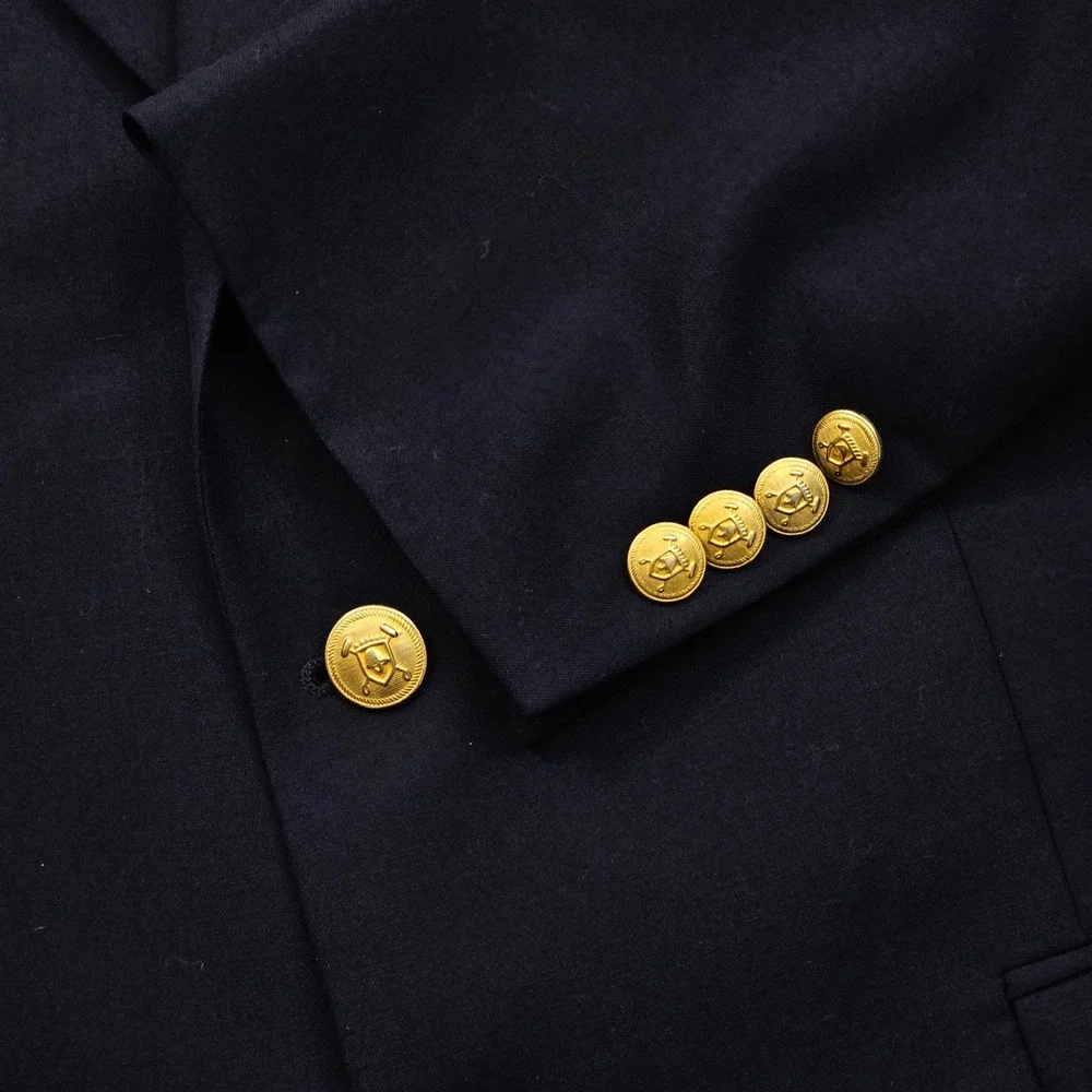 Chaps Ralph‎ Lauren Blazer Mens 42L Navy Blue Wool Gold Crest Buttons Preppy Ivy